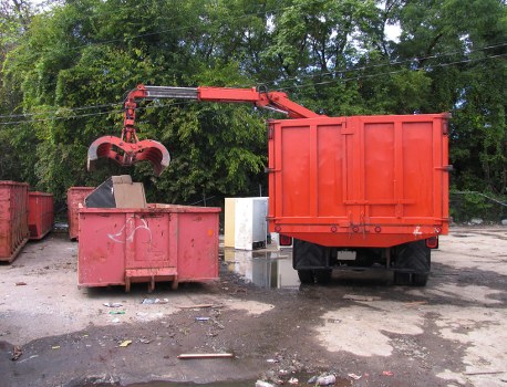Recycling bins and sorting at a Weybridge commercial site